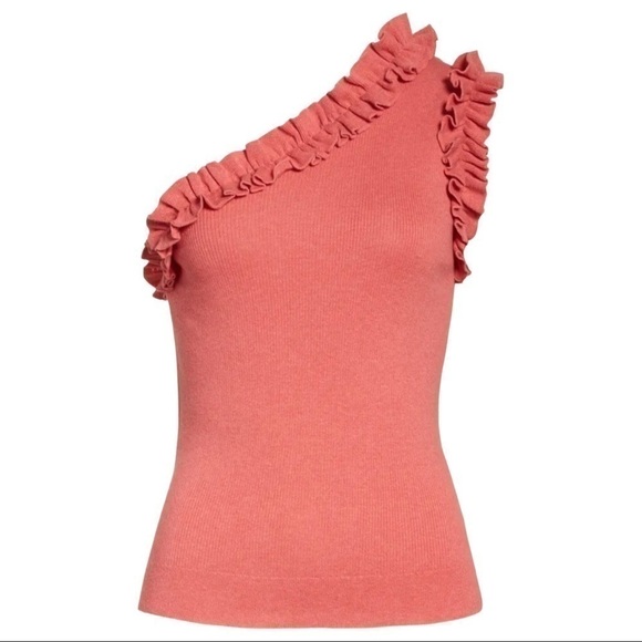 𝅺LA vie Rebecca Taylor tea rose tank‎ one shoulder top - Picture 5 of 6